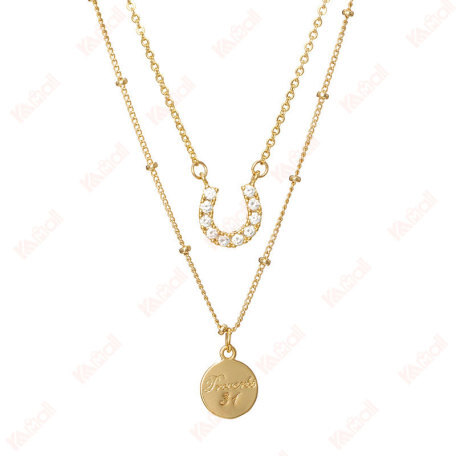gold chain necklace simple rhinestones